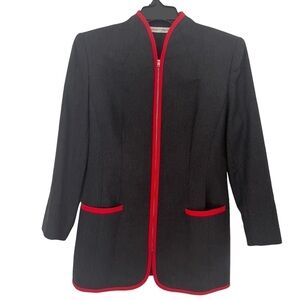 Eleanor P Brenner Women Sz 12 100% Pure Wool Structured Longline Blazer Jacket